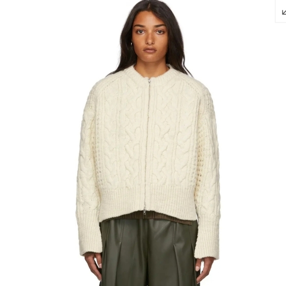 3.1 PHILIP LIM Wool Cable Knit zip up sweater in ivory size XS‎ - Picture 11 of 12